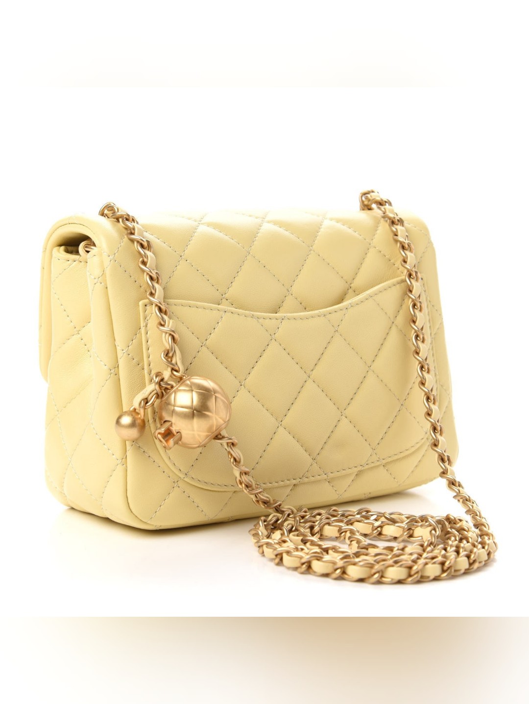 Tiffany & Fred Paris Yellow Quilted Sheepskin Leather Crossbody Bag — image 2 of 8